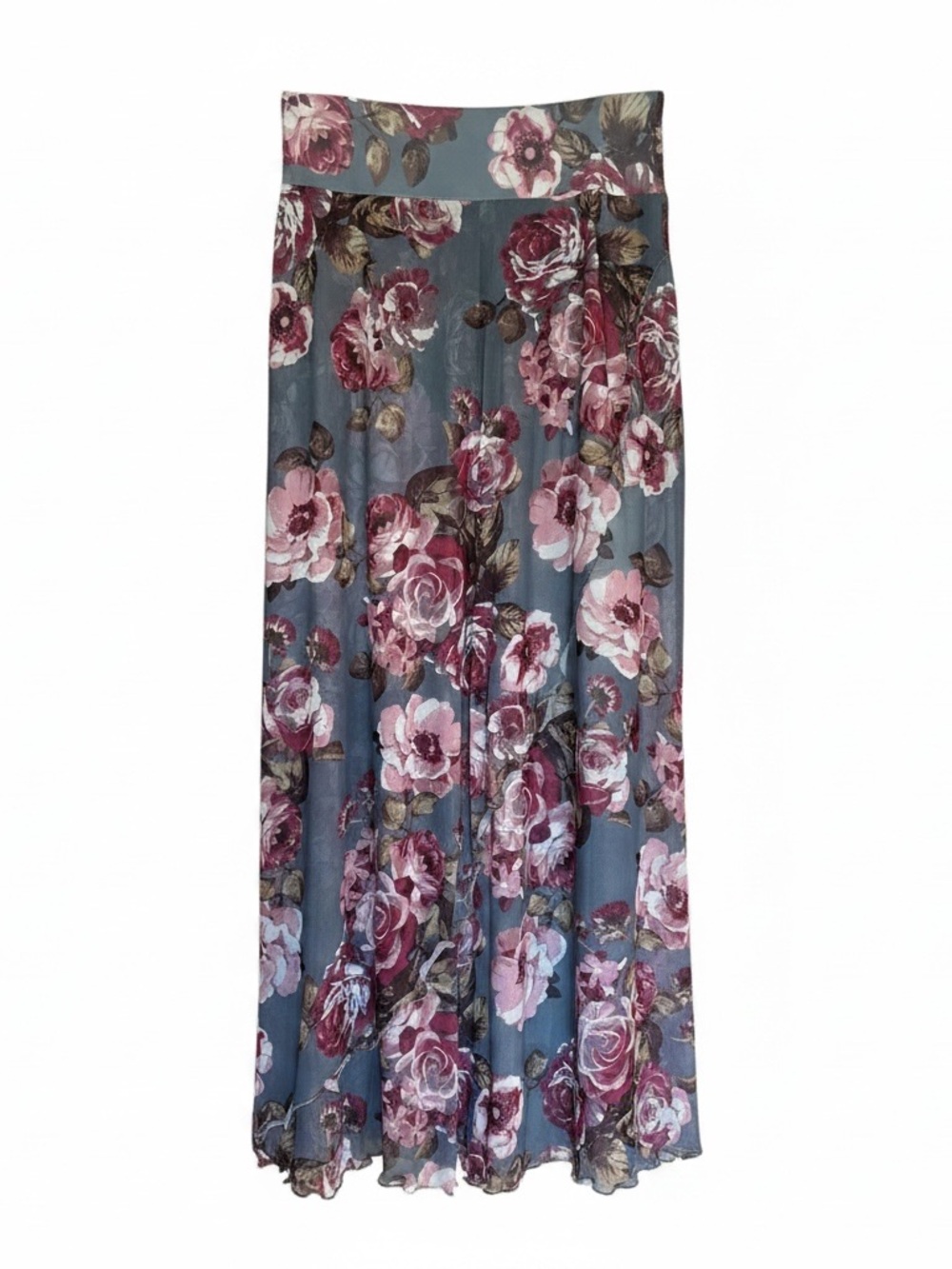 Cottagecore Floral Maxi Skirt in Slate Blue - Picture 2 of 6